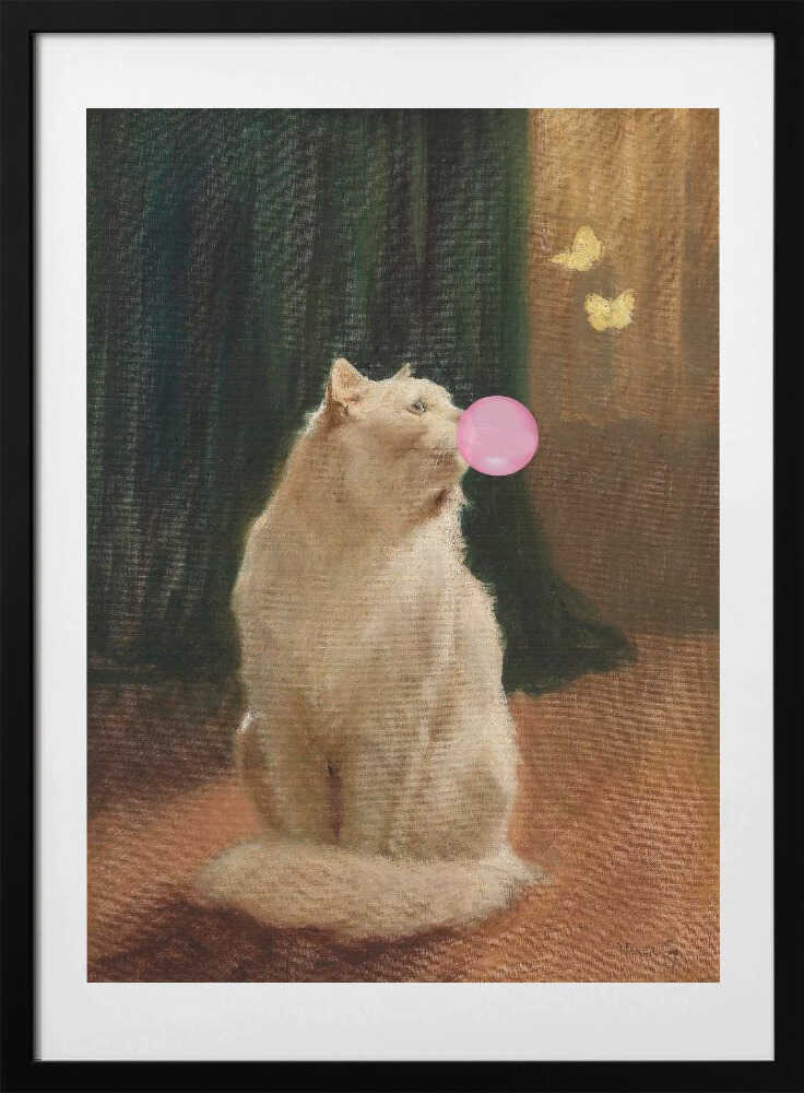 Bubble Gum and Cat - Art Print by The Art Concept