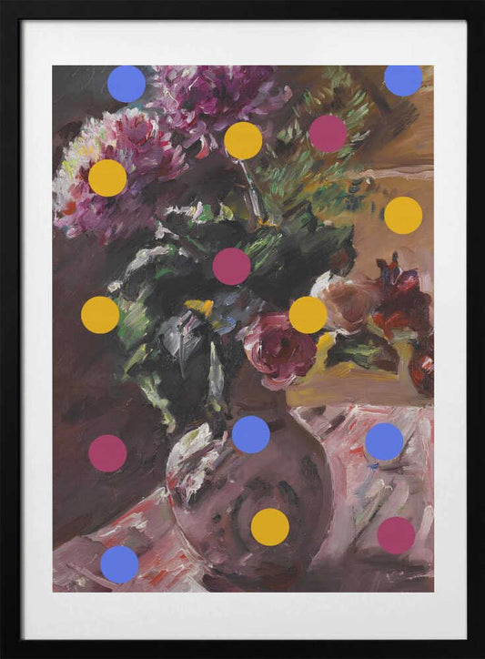 Classic Vase of Flowers And Dots - Art Print by The Art Concept