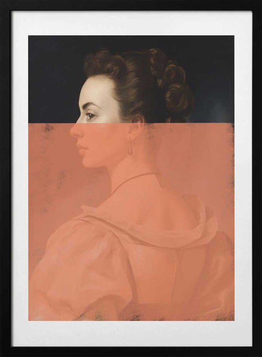 Altered Portrait of Woman Orange Modern Art - Art Print by The Art Concept