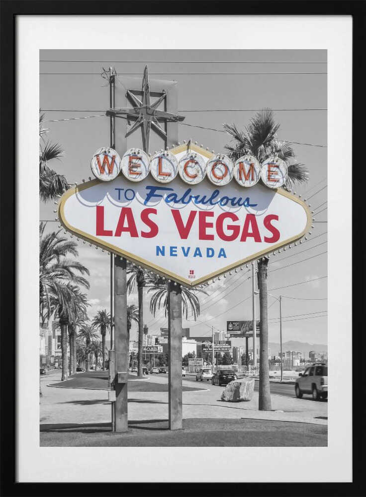 LAS VEGAS Sign - colorkey - Art Print by Melanie Viola Travel Poster