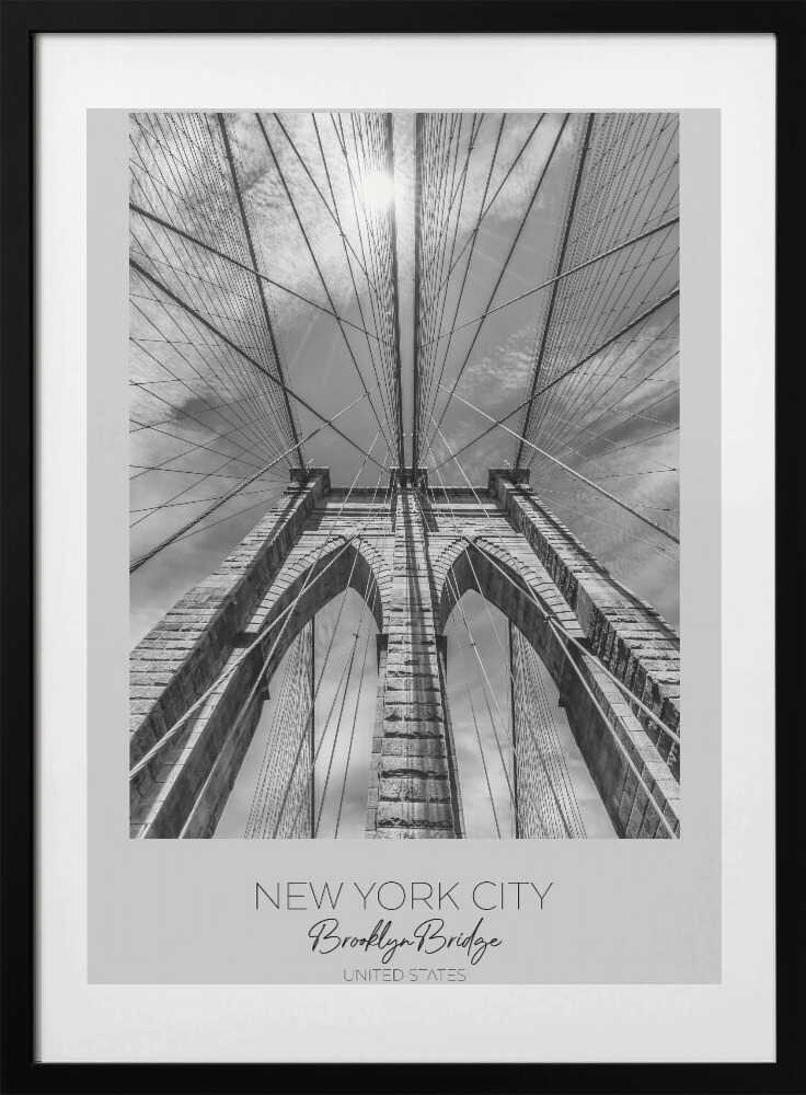 In focus: NEW YORK CITY Brooklyn Bridge in detail - Art Print by Melanie Viola Travel Poster