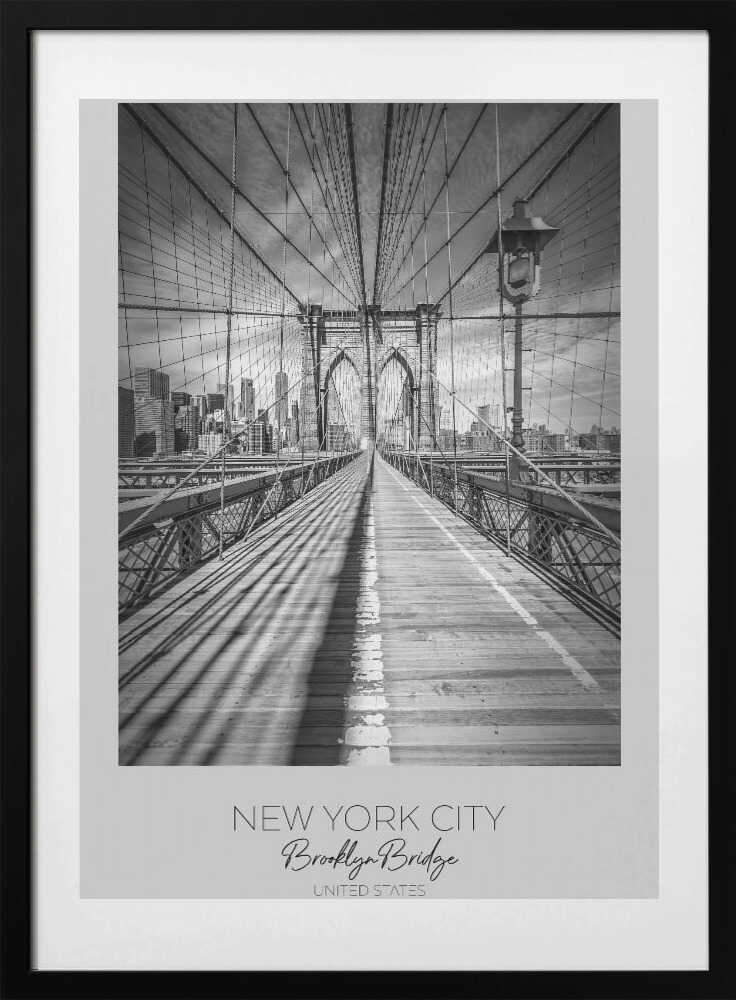 In focus: NEW YORK CITY Brooklyn Bridge - Art Print by Melanie Viola Travel Poster