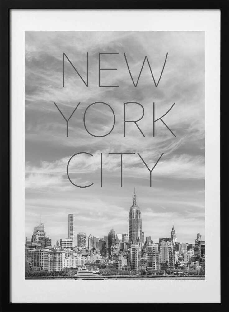 NYC Midtown Manhattan | Text &amp; Skyline - Art Print by Melanie Viola Travel Poster