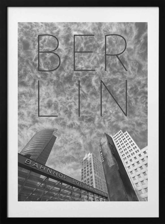 BERLIN Potsdamer Platz | Text &amp; Skyline - Art Print by Melanie Viola Travel Poster