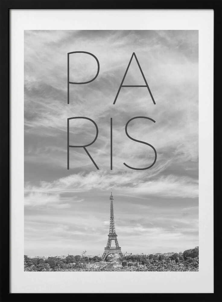 PARIS Eiffel Tower | Text &amp; Skyline - Art Print by Melanie Viola Travel Poster