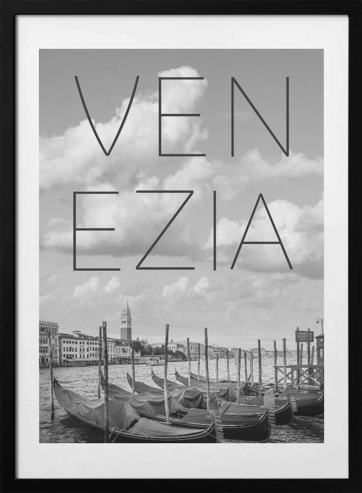 VENICE Grand Canal and St Mark's Campanile | Text &amp; Skyline - Art Print by Melanie Viola Travel Poster