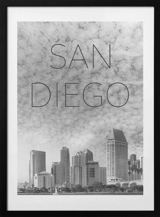 SAN DIEGO Skyline | Text - Art Print by Melanie Viola Travel Poster