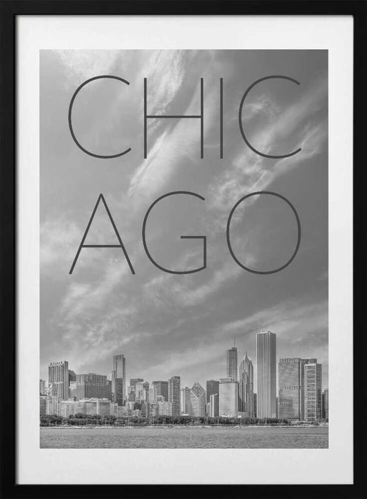 CHICAGO Skyline | Text - Art Print by Melanie Viola Travel Poster