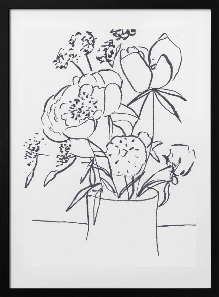 Black and White Floral Large - Art Print by Christine Lindstrom