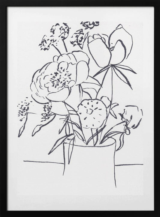 Black and White Floral Large - Art Print by Christine Lindstrom