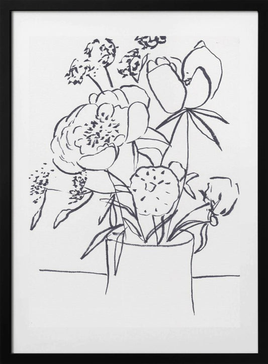 Black and White Floral Small - Art Print by Christine Lindstrom