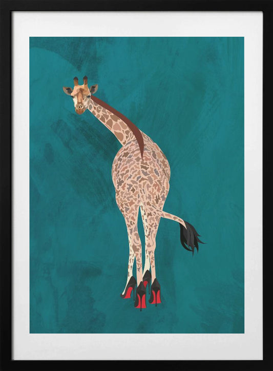 Quirky Giraffe Green - Art Print by Sarah Manovski