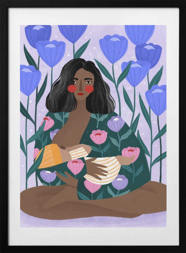 Mother's Floral Embrace - Art Print by Bea Müller