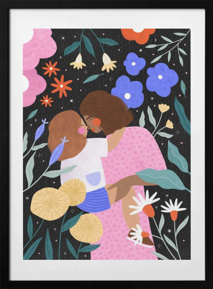 Joyful Mother's Embrace - Art Print by Bea Müller