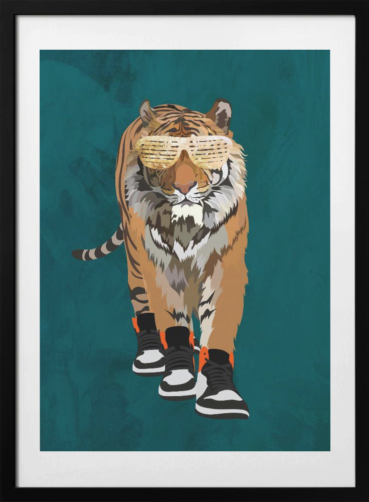 Tiger prowling in high top sneakers - Art Print by Sarah Manovski