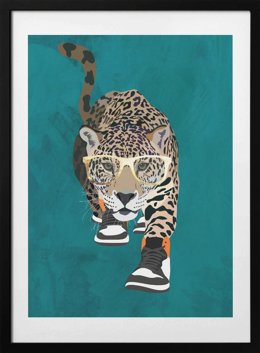 Jaguar prowling in high top sneakers - Art Print by Sarah Manovski