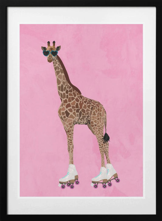 Rollerskating Giraffe - Art Print by Sarah Manovski