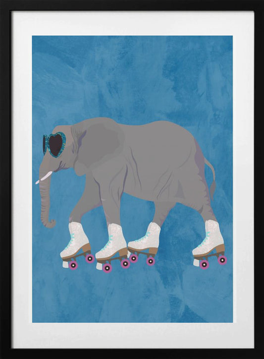 Rollerskating elephant - Art Print by Sarah Manovski