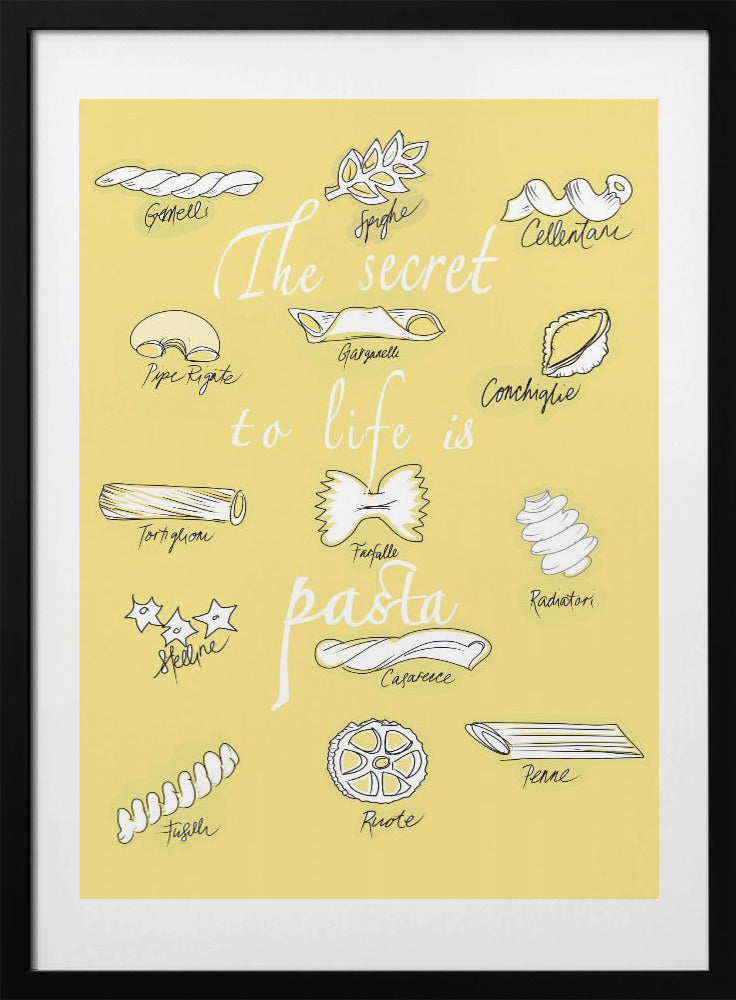 The Secret To Life Is Pasta - Art Print by casa cartissi