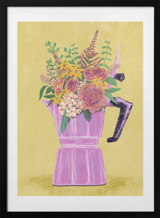 Espresso Maker with Flowers - Art Print by Raissa Oltmanns