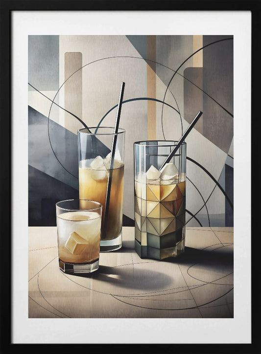 Cubist Cocktails - Art Print by Miguel Bruzual