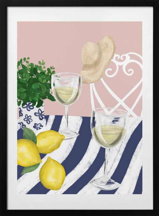White wine for two - Art Print by EMELIEmaria
