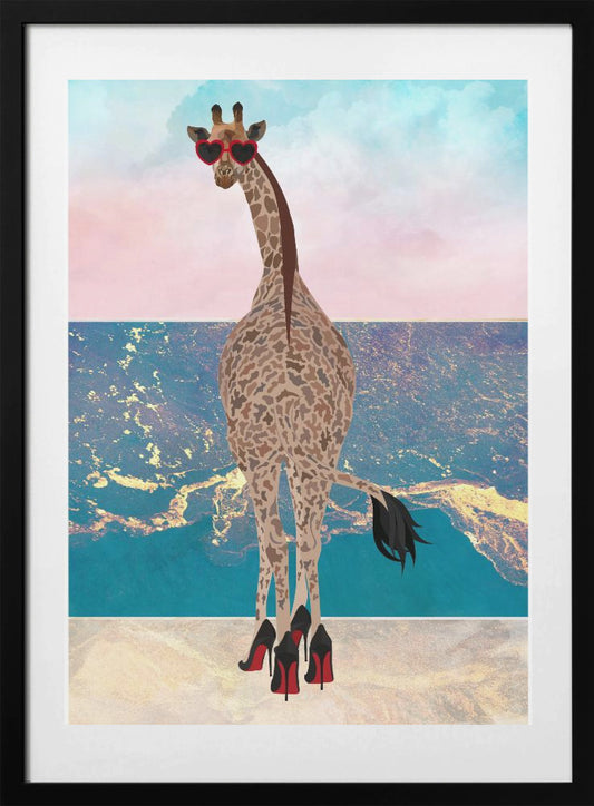 Giraffe on holiday - Art Print by Sarah Manovski
