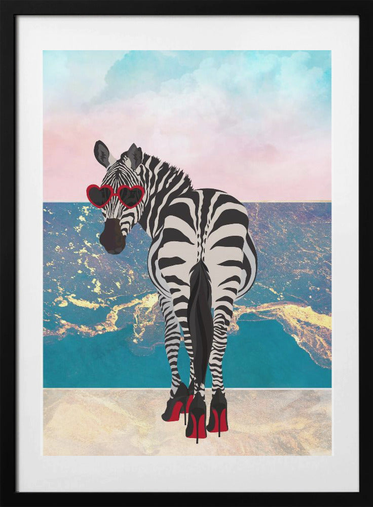 Zebar in heels on the beach - Art Print by Sarah Manovski