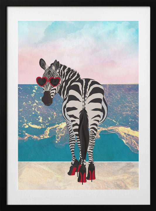 Zebar in heels on the beach - Art Print by Sarah Manovski