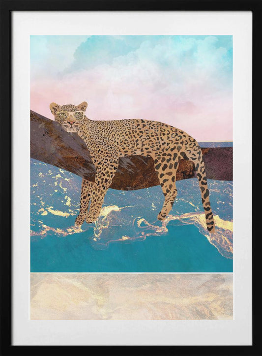 Leopard Lying On Beach - Art Print by Sarah Manovski