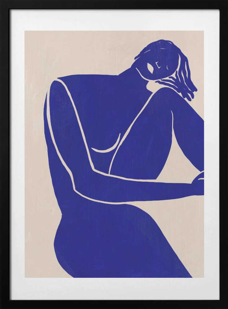 Minimalist Blue Silhouette Figure - Art Print by Little Dean