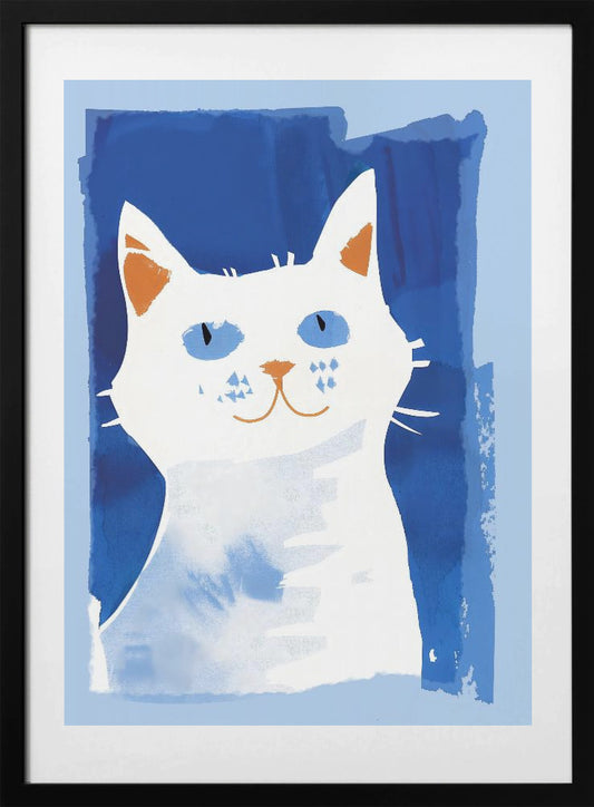 Cat In Blue - Art Print by Andreas Magnusson