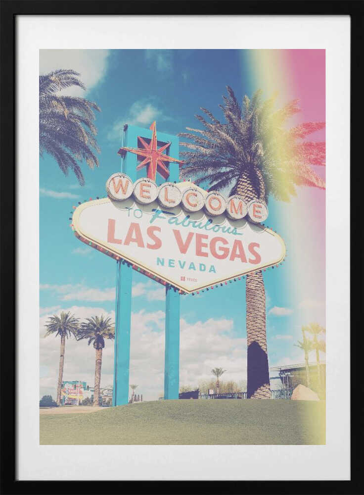 Vegas Sign Vintage - Art Print by Pictufy Studio III Travel Poster