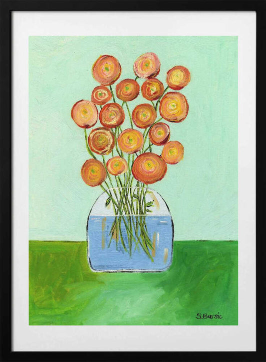 Poppies in Vase - Art Print by Sharyn Bursic