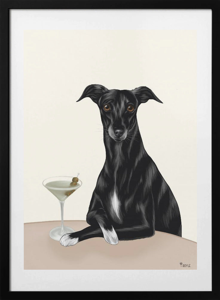 Classy Greyhound with Martini - Art Print by Tara Royle
