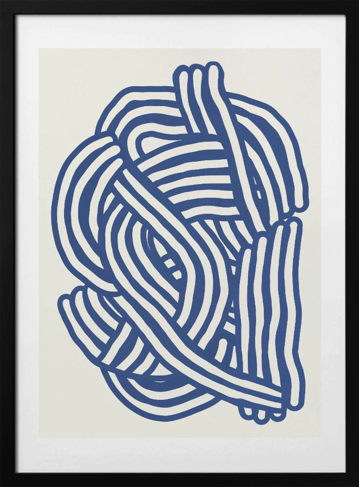 Line art organic shape in blue - Art Print by Little Dean