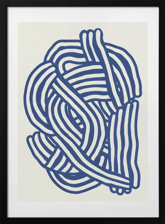 Line art organic shape in blue - Art Print by Little Dean