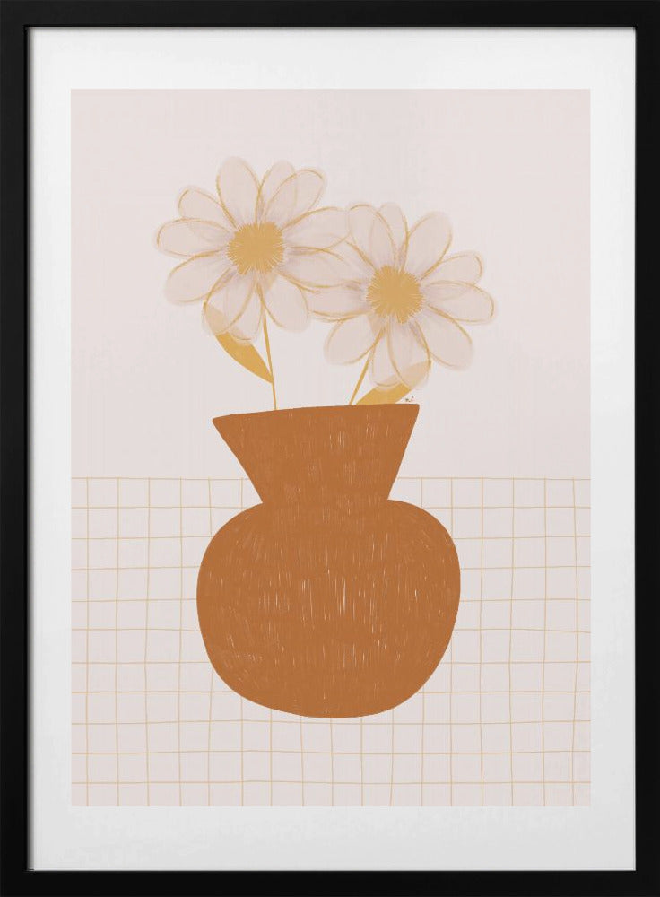 Vase With Two Daisies - Art Print by Menina Lisboa