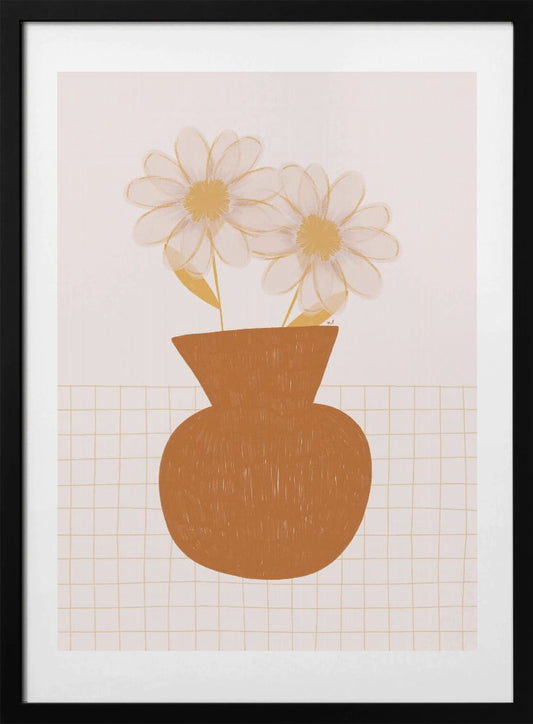 Vase With Two Daisies - Art Print by Menina Lisboa