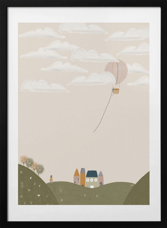 Pink Hot Air Balloon - Art Print by Menina Lisboa