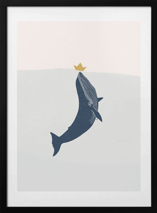 Blue Whale Sailing Boat - Art Print by Menina Lisboa
