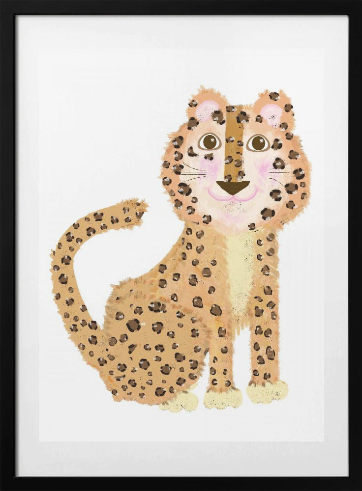 Cute Sitting Leopard - Art Print by Lynnda Rakos