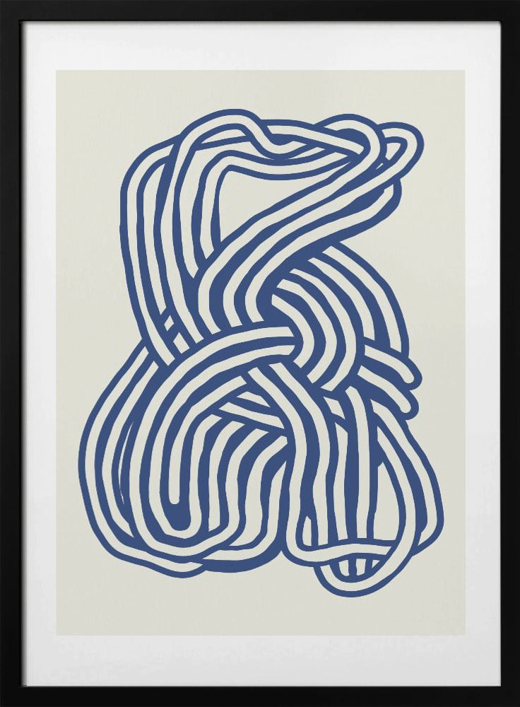 Line art organic shape in blue 02 - Art Print by Little Dean
