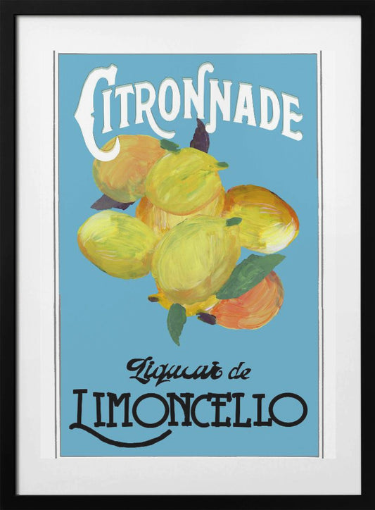 Citronnade Limoncello On Blue and Black - Art Print by cartissi