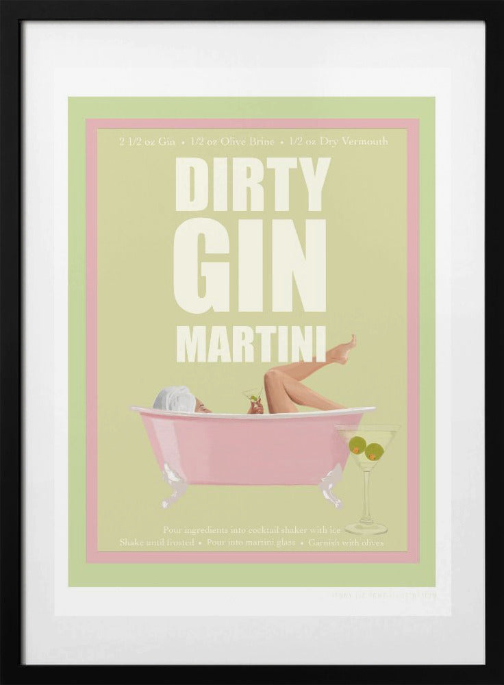 Jlr Cocktails- Dirty Gin Martini - Art Print by Jenny Liz Rome