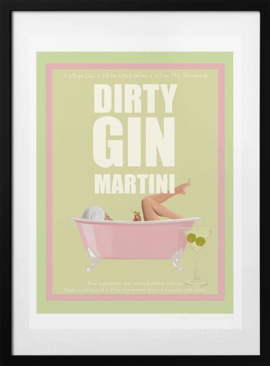Jlr Cocktails- Dirty Gin Martini - Art Print by Jenny Liz Rome