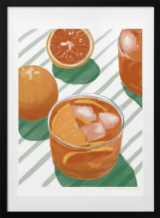 Pandc Cocktailandstripes Copy 2 - Art Print by Jenny Liz Rome