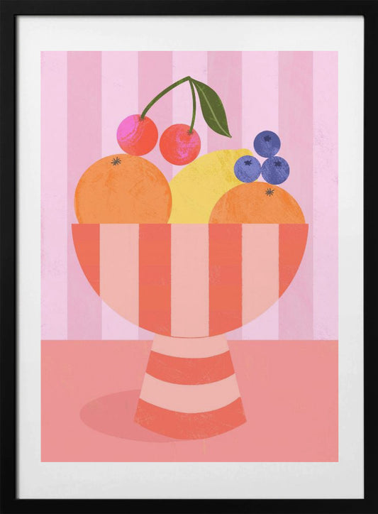 Fruit in Striped Bowl - Art Print by Melissa Donne