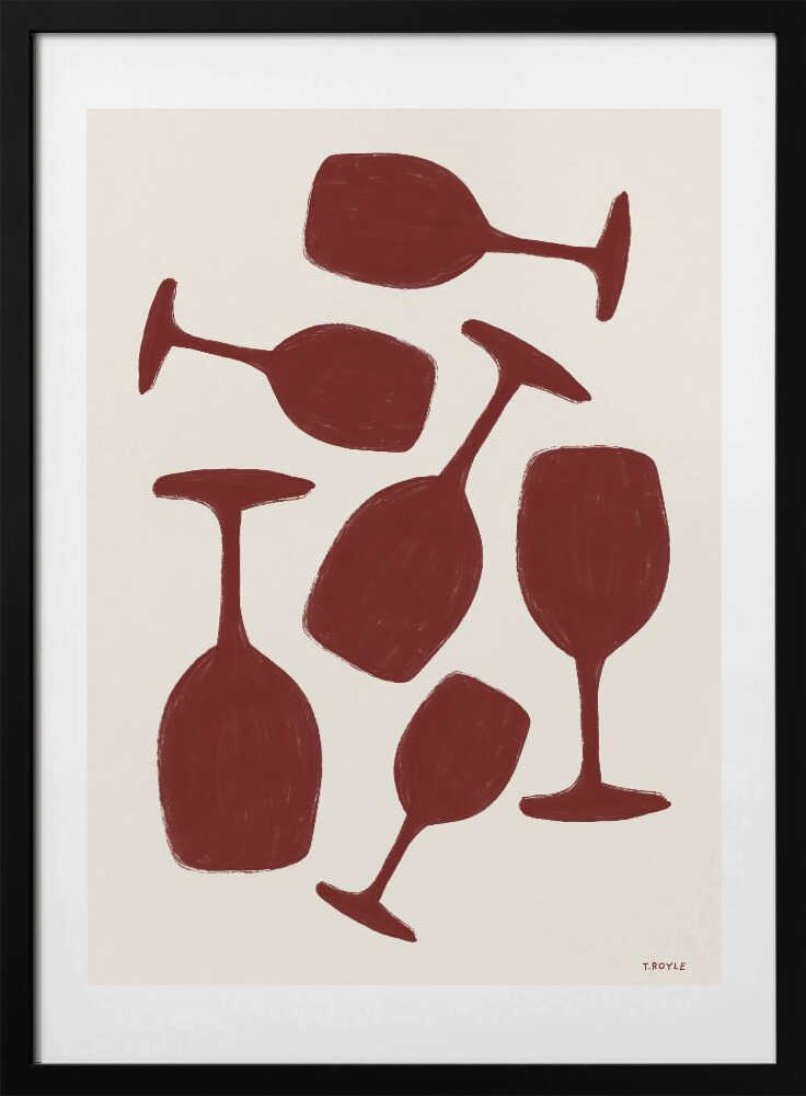 Abstract  Wine Glasses - Art Print by Tara Royle