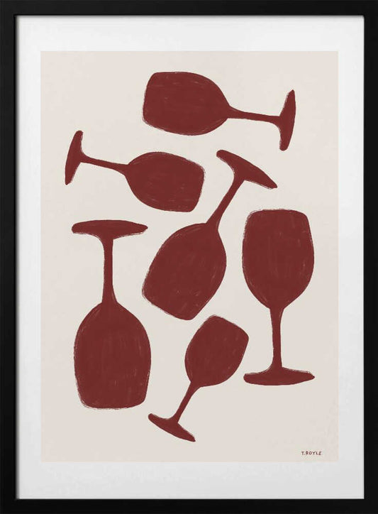 Abstract  Wine Glasses - Art Print by Tara Royle